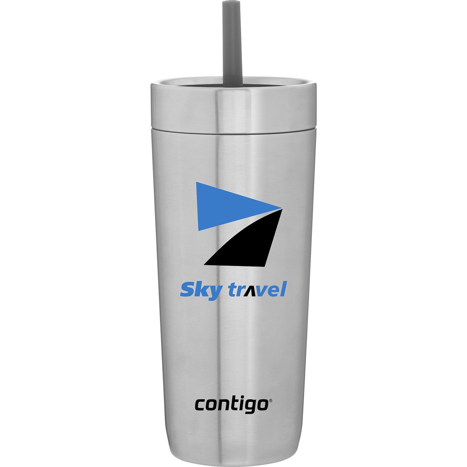 Custom branded Contigo® Luxe Spill-Proof - 18 oz stainless steel tumbler with threaded straw